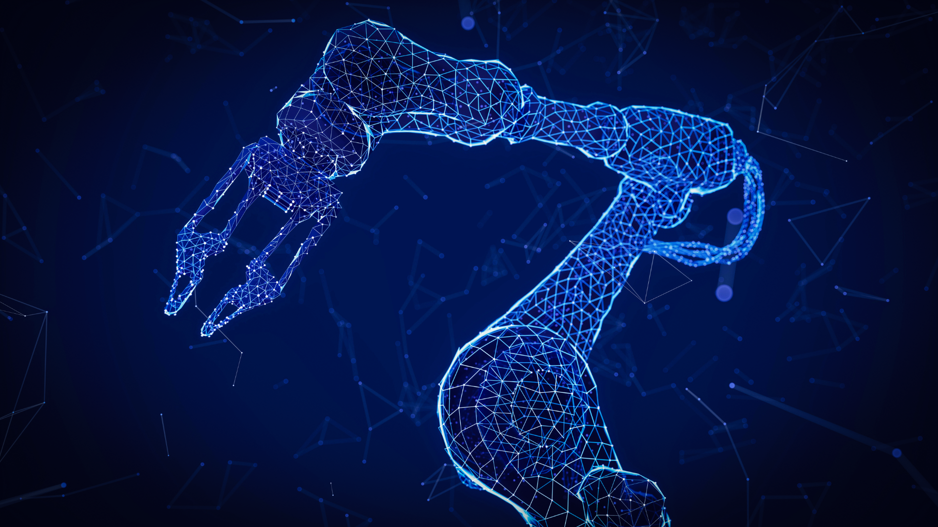 wireframe image of a robotic arm